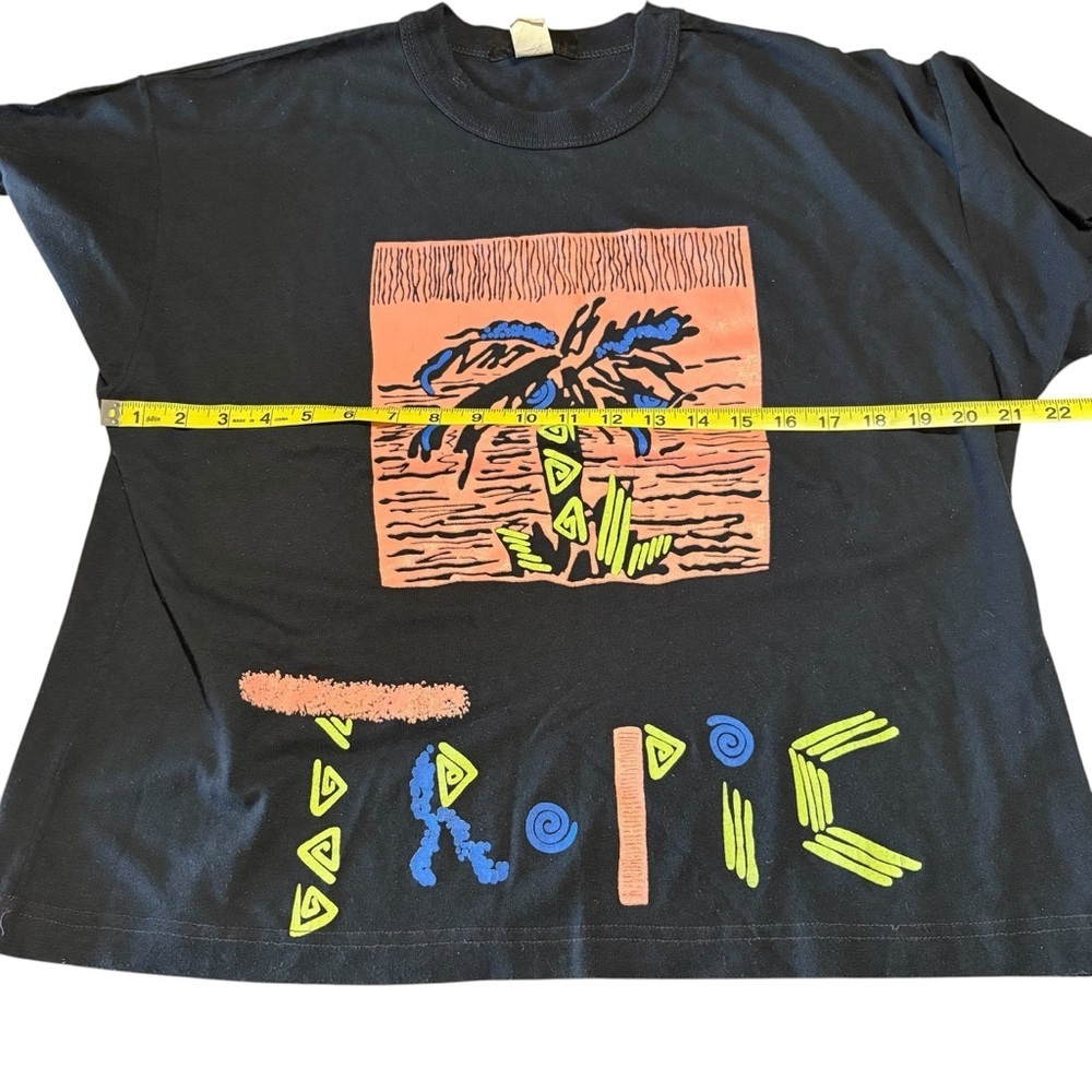 Vintage Carlton Fashions Tropic Graphic Tee Shirt  USA 80s 90s Surf Large - Picture 9 of 10